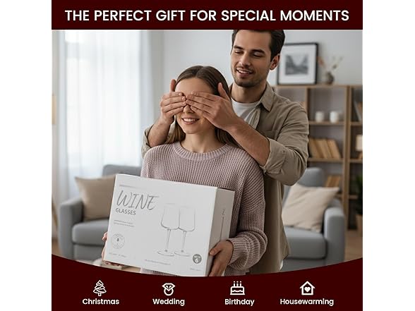 GENICOOK Wine Glasses Set Of 6 18 oz