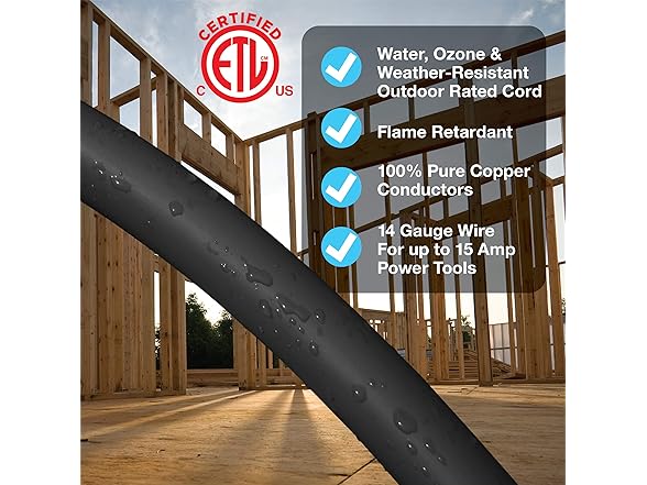 Clear Power 15 ft 14/3 SJTW 3 Outlet HD Ext Cord