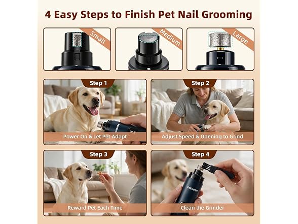 Quiet Dog Nail Grinder with Light