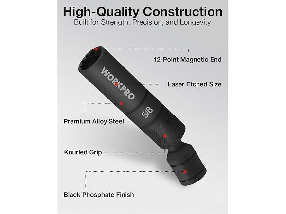 WORKPRO 5/8" Swivel Magnetic Spark Plug Socket 12pt