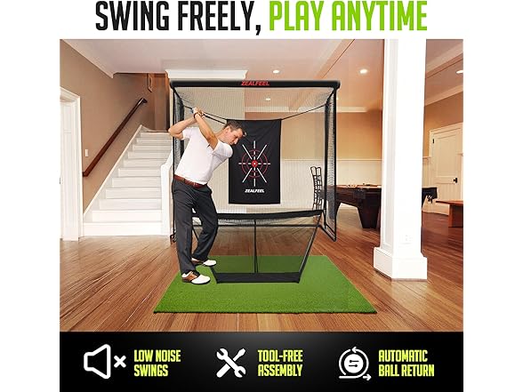 ZEALFEEL Golf Simulator Enclosure Net 8x8ft