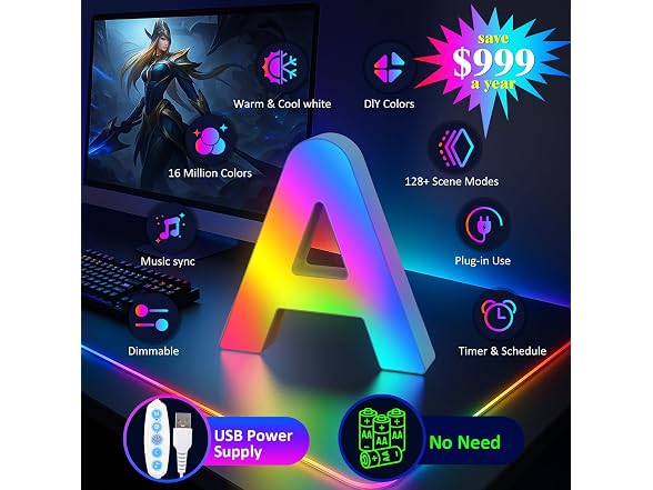 OJQ Light Up Letter A