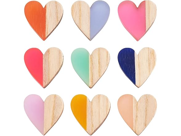 Pandahall 50Pcs Resin & Wood Heart Cabochons - Gallery 3