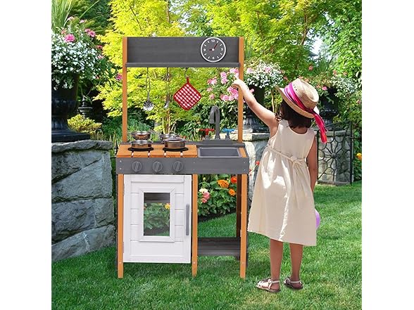 OUTLANE Wooden Play Kitchen Set for Kids