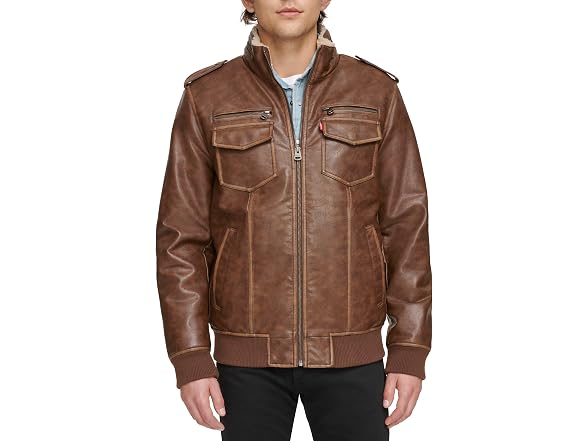 Levi's Men's (2XL) Men's Faux Leather Aviator Bomb