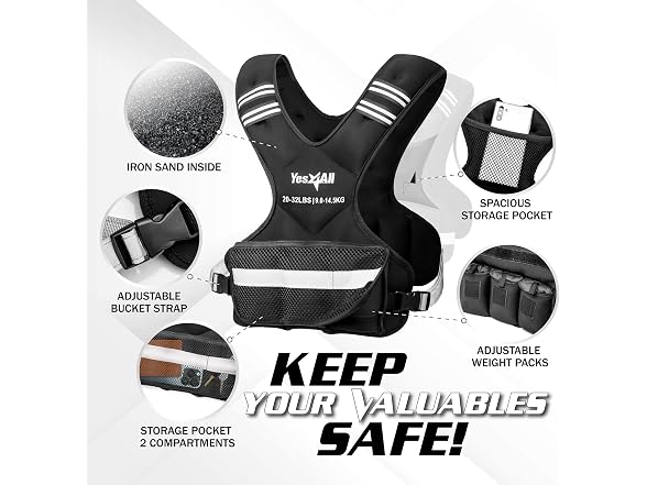 Yes4All Adjustable Weighted Vest 20-32lbs