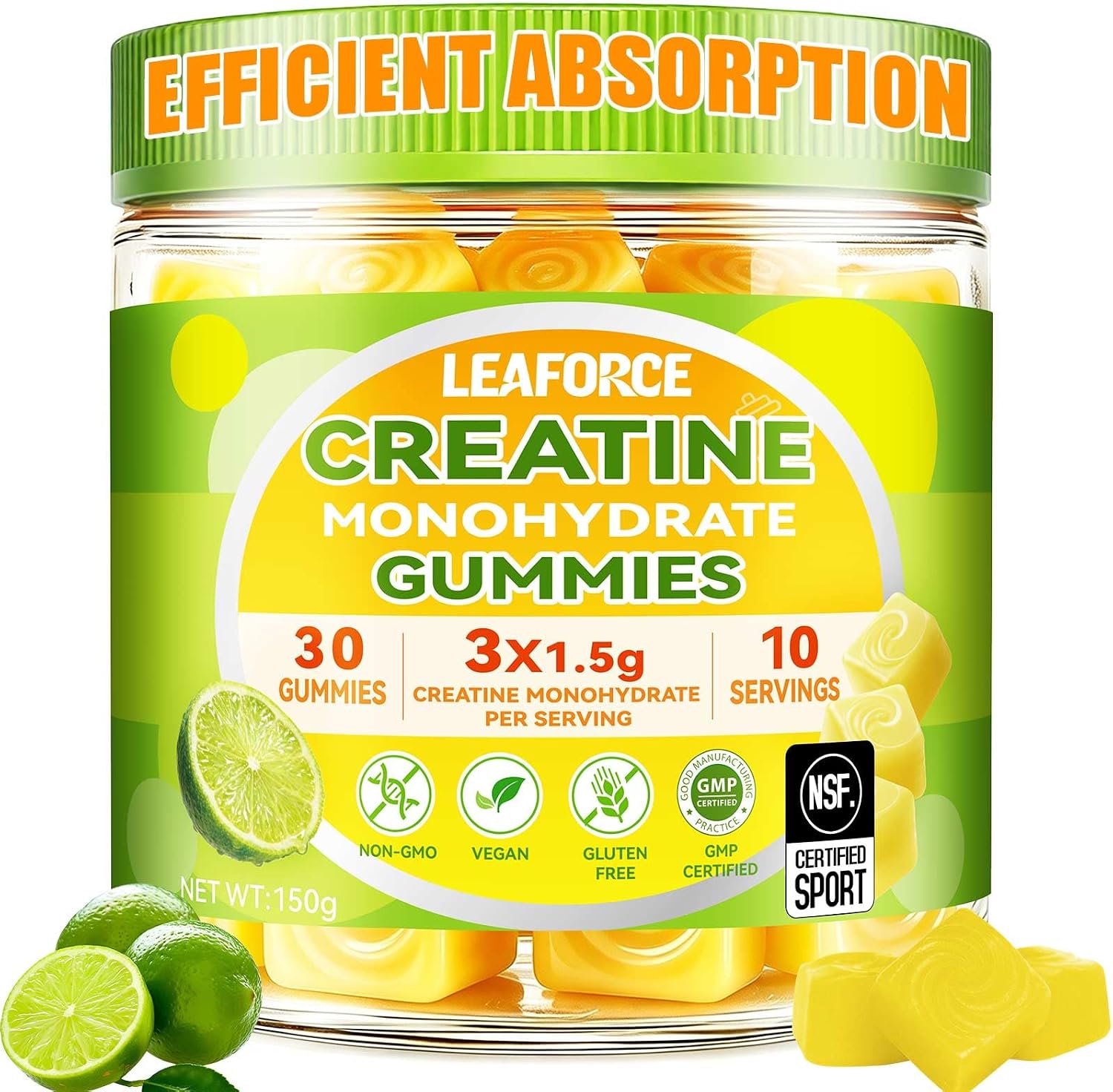 LEAFORCE Creatine Gummies, Lemon, 90ct - Gallery 12