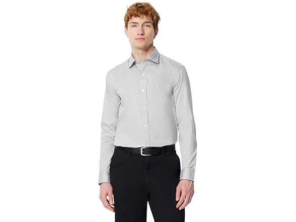 Amazon Essentials Men Stretch Wrinkle Shirt Grey
