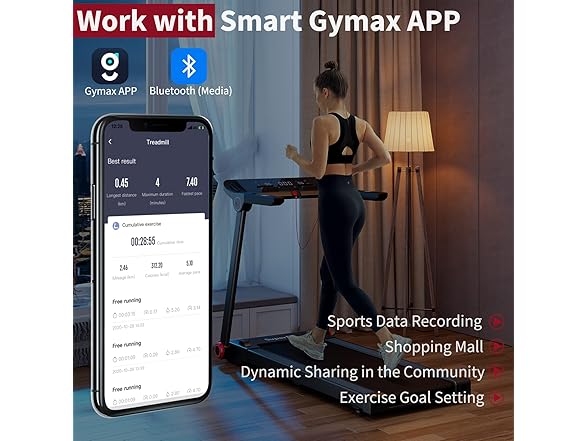 Goplus 3.75HP Folding Treadmill Bluetooth