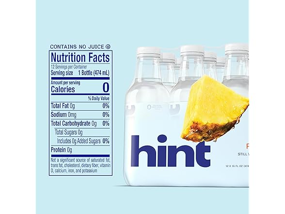 12PK Hint Water Pineapple, Pure Water Infused w/ Pineapple