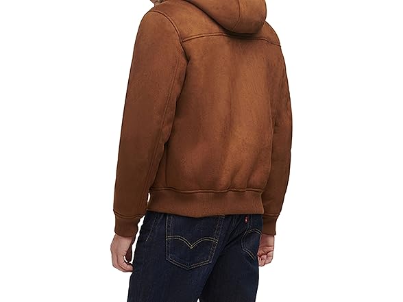 Levis Mens Faux Leather Hoody Bomber (3X)