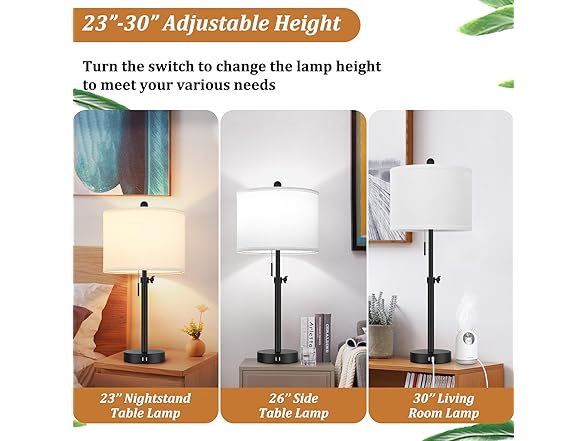 Kondras Adjustable Black Table Lamp Set