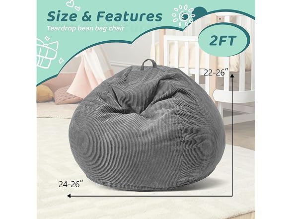 Cansunna Grey Bean Bag Chair 2'