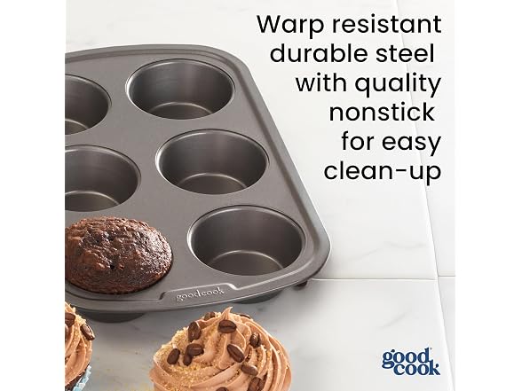 GoodCook Set of 2 Everyday Nonstick Steel Muffin Pan