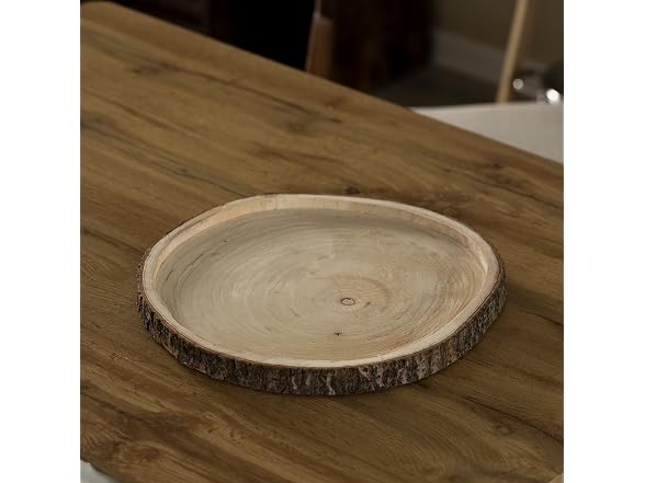 Natural Wooden Bark Round Slice 16 inch Tray