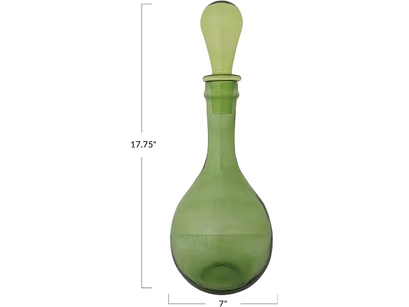 Creative Co-Op 3-Quart Round Glass Decanter with Stopper, Green - Gallery 2
