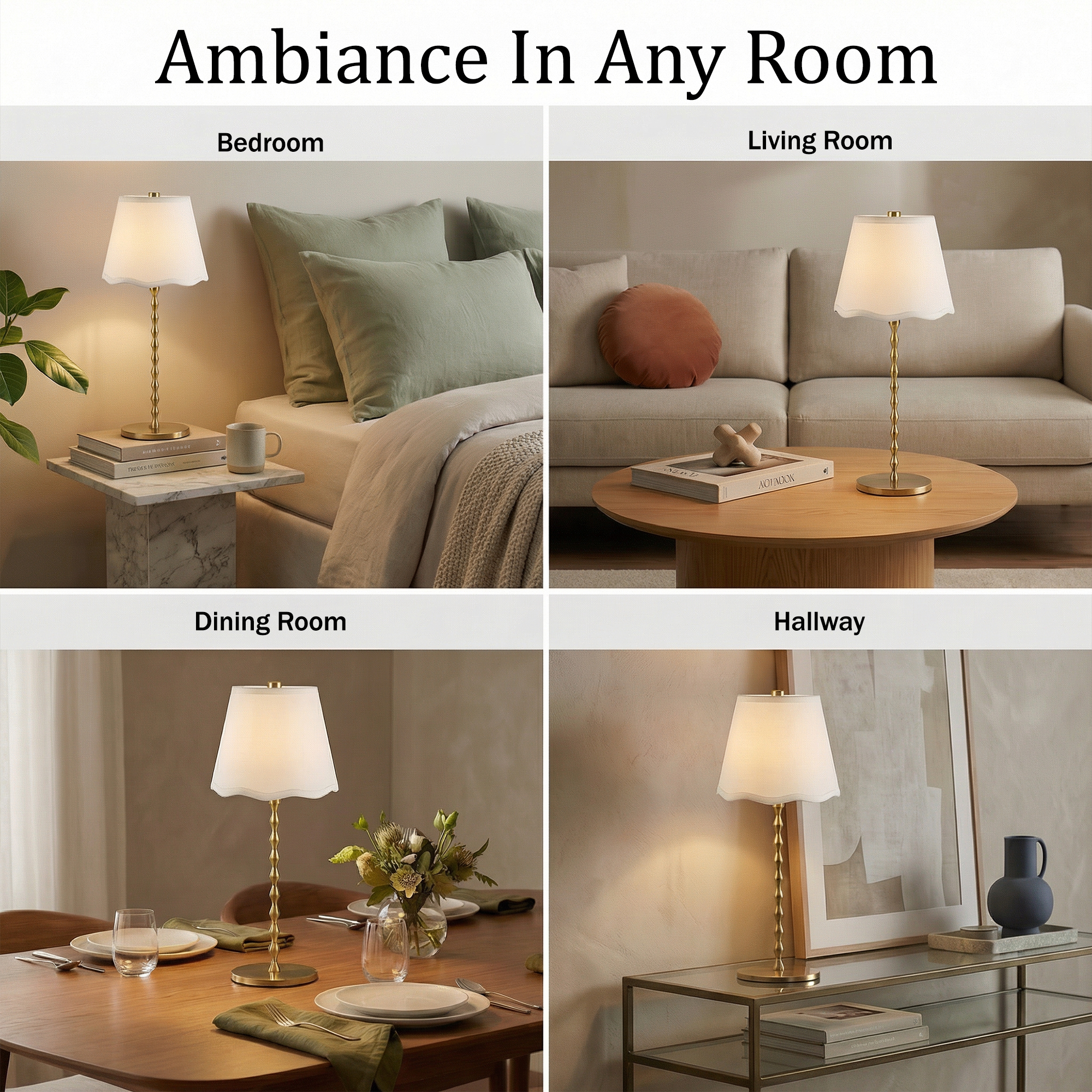 Diamond Stem Scalloped Shade Lamp - Gallery 26