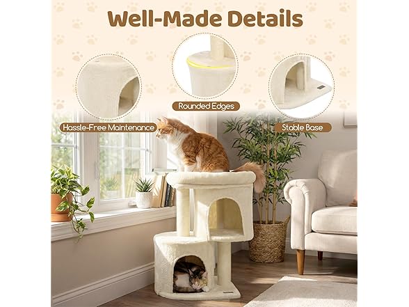 DORTALA Cat Tree for Indoor Cats, 26-Inch Beige