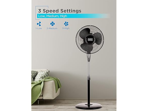 BLACK+DECKER Stand Fan 16in Black