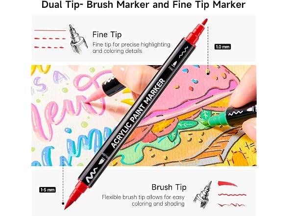 60 Colors Brush & Fine Tip Acrylic
