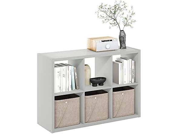Furinno CUBICLE Book Shelf, 6-Cube Thick Frame