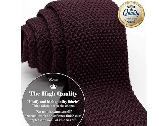 WANDM Men's Knit Tie Slim Skinny Square