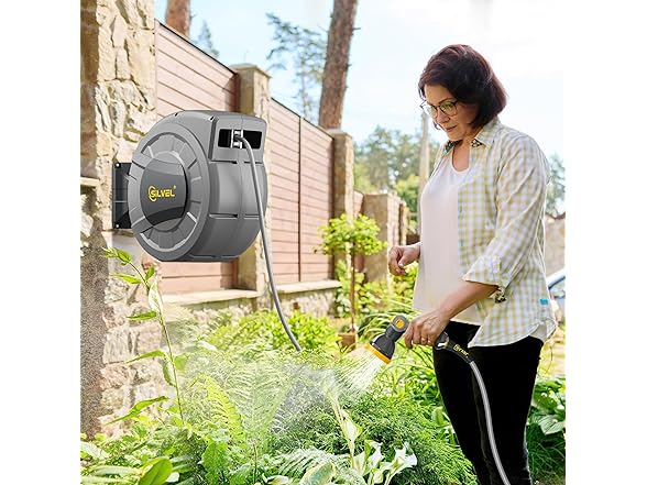 SILVEL 1/2 in x 110 FT Retractable Garden Hose Reel