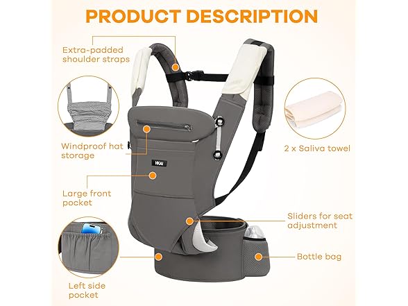 Baby Carrier with Waist Support Mesh