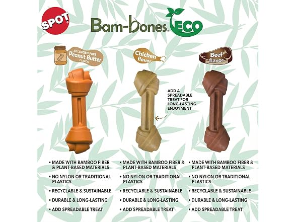 SPOT Bam-Bones Eco Knotted Bone, Peanut Butter