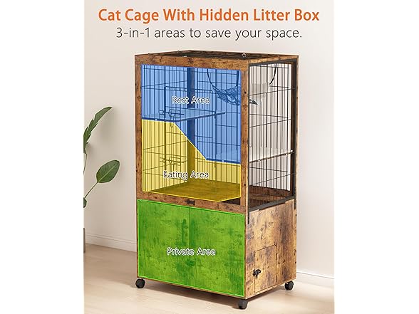 Megidok Furniture Cat Cages Indoor with Litter
