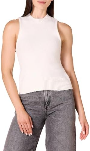 Amazon Essentials Women's Boucle Sweater Tank Top, Ivory, Large