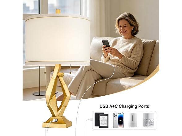 ROTTOGOON 24.5" Gold Lamps Set of 2