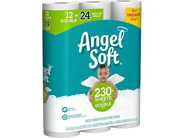 Angel Soft, Toilet Paper, Double Rolls, 12 Ct