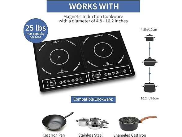 Portable 1800W Double Induction Cooktop