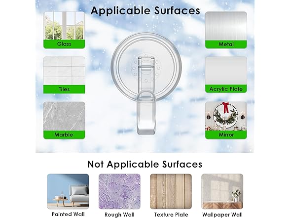 2P Clear Wreath Hanger Suction Cup Hook