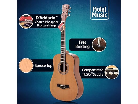 Hola! Music LEFT Handed 36in Acoustic Guitar Bundle