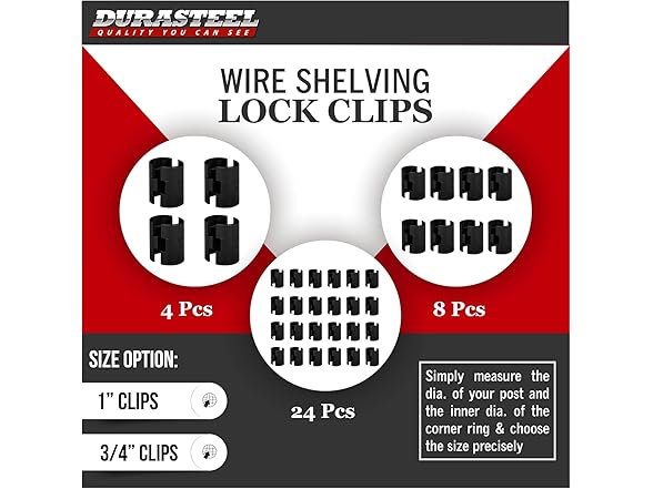 Wire Shelf Lock Clips 24pc Black