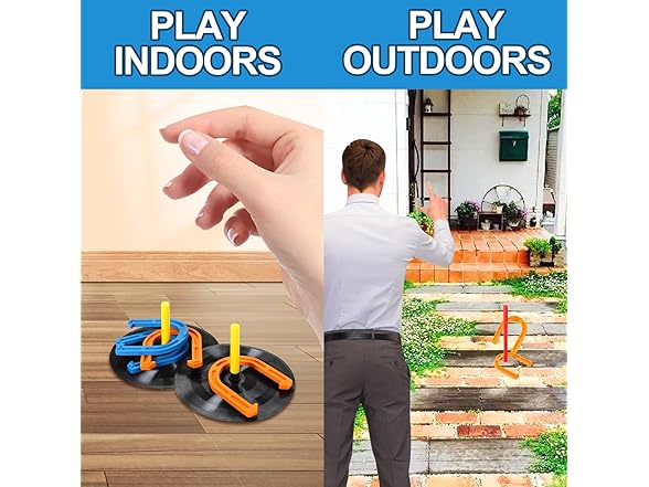 Win Outdoor Indoor Rubber Horseshoes Set