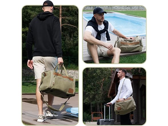 SHOWKOO Army Green 60L Duffle Bag