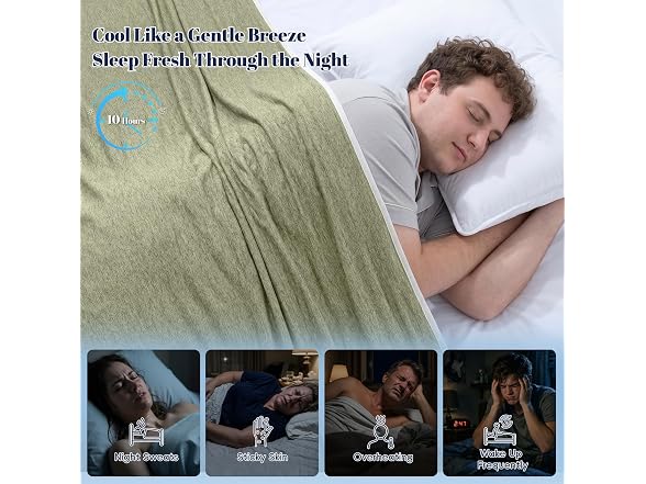 PHF Oil Green Cooling Blanket Queen 90"x90"