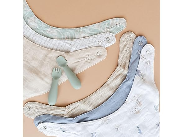 Crane Cotton Newborn Baby Bib Set- Beach