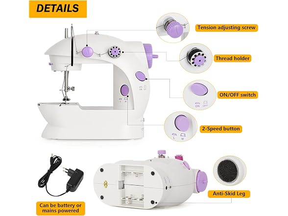 smusei Mini Sewing Machine Dual Speed Portable