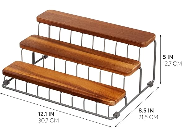 iDesign Ria Safford Collection Acacia Wood and Wire Organizer