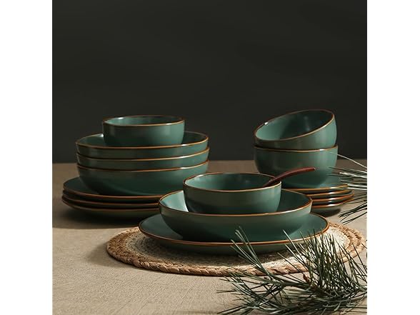 Stone Lain Brasa Stoneware 16 PC Dinnerware Set Green