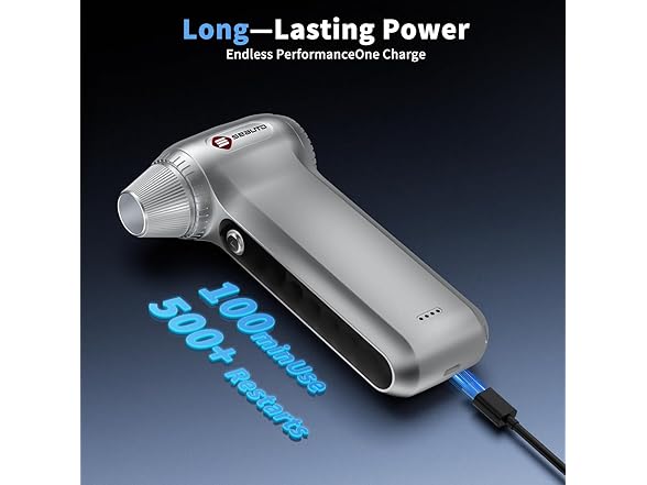 Electric Air Duster 200000RPM Brushless Motor, Cordless Compressed Air Blower with 4 Nozzles & 2 Brushes, 85m/s Powerful Rechargeable Cleaner for PC, Car, Keyboard & Electronics (Silver) (Open Box)