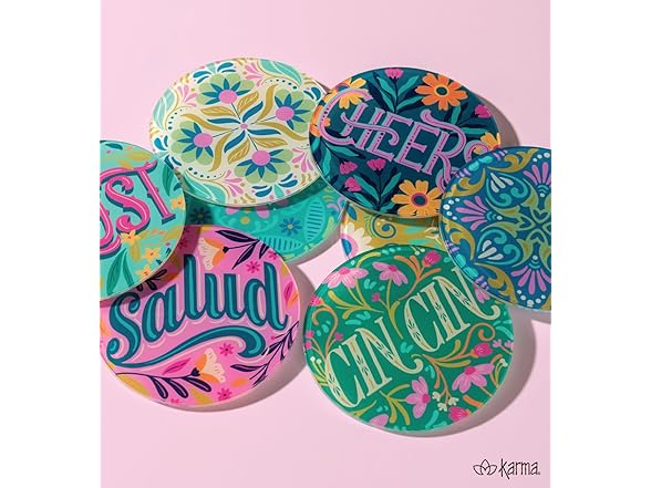 Karma, Acrylic Round Coaster Set of 4 