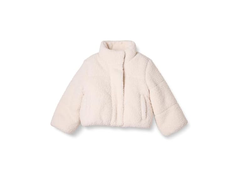 Amazon Essentials Girls' Crop Sherpa Jacket, Light Beige, X-Small