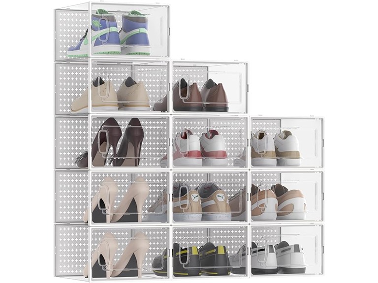 12-Pack Stackable Shoe Storage Boxes