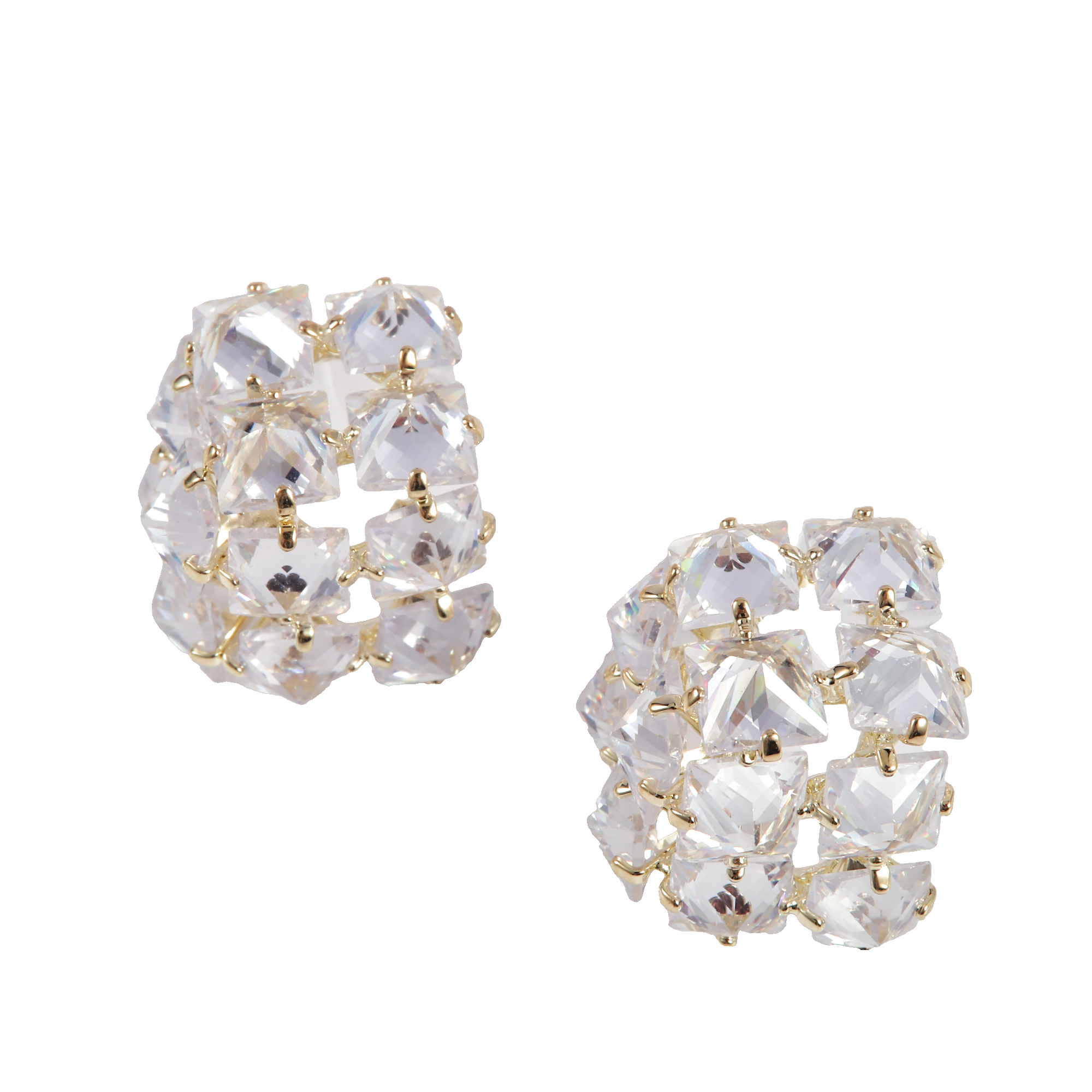 18K Gold Cluster CZ Stud Earrings - Gallery 5