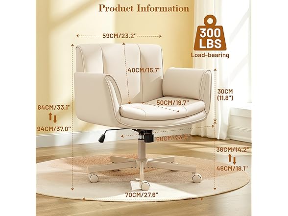 HeroSet W0893 Criss Cross Chair with Wheels Armrests 3